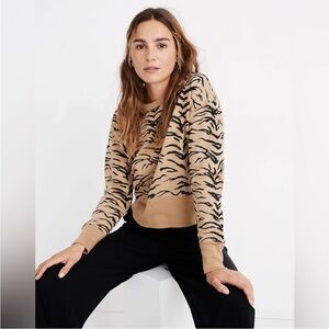 Madewell animal print sweatshirt, brown and black size extra extra small